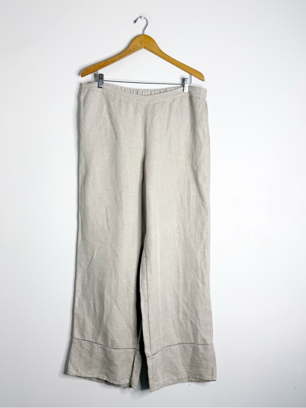 J.Jill Linen Blend Wide Leg Pull-On Pants Large Natural Beige